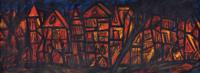 F.N. Souza Abstract Painting, Town Scene, 47W - Sold for $15,360 on 11-04-2023 (Lot 772).jpg